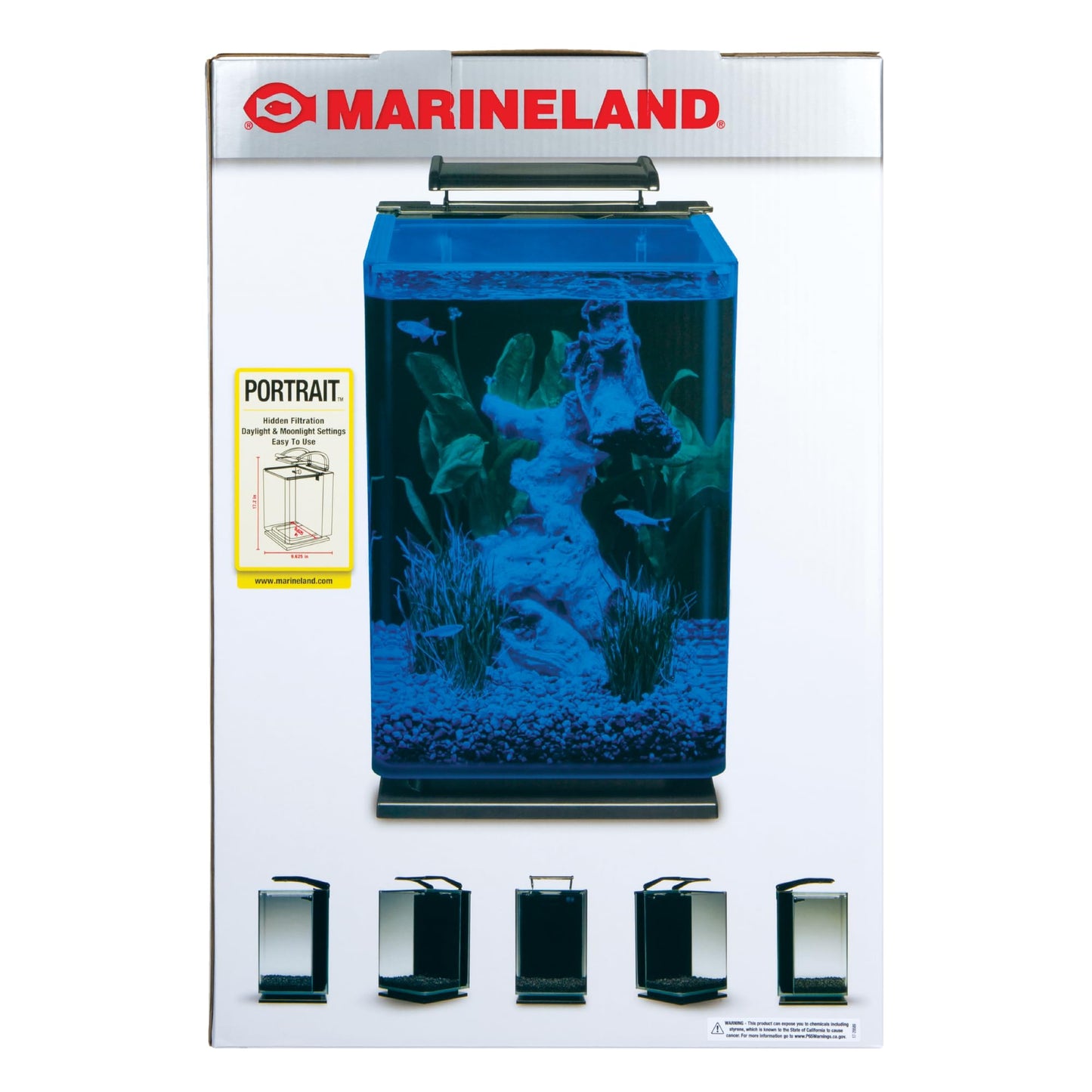 Marineland Portrait Glass LED Aquarium Kit, 5 Gallons, Hidden Filtration,Black