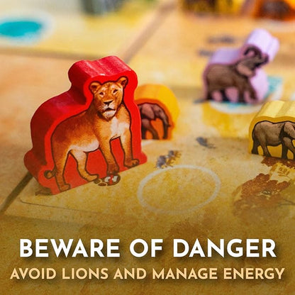 Tembo: Survival On The Savanna Board Game Guide Your Elephant Herd Across Dangerous Terrain A Cooperative Strategic Game for Families and Adults Solo Campaign Included 1-4 Players Ages 10+