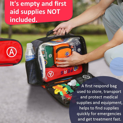 Ehucon First Aid Bag Empty for EMT, EMS,Medical Rescue bag with 4-Divider Package,Emergency Bag for Rescue Tools,Durable,/Sturdy/Waterproof-Empty (Blue)