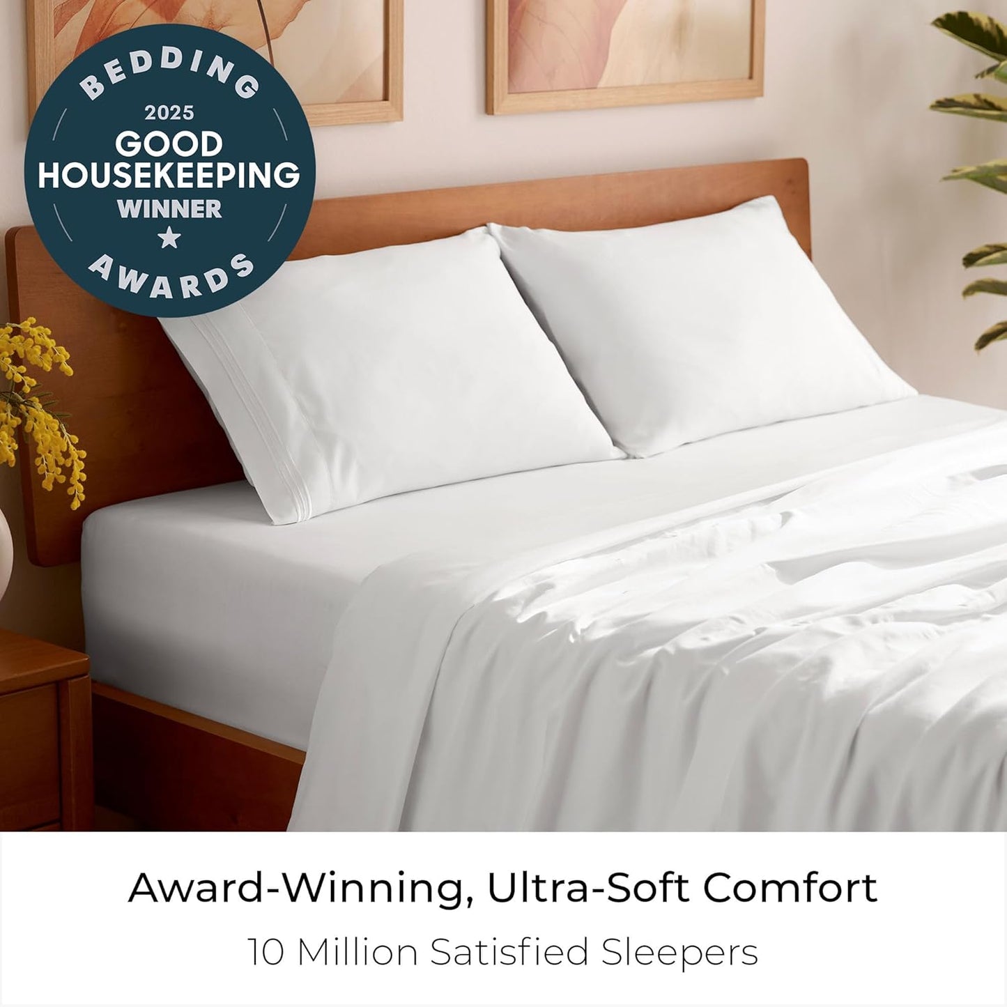 Mellanni Full Sheets Set - 4 PC Hotel Luxury Bedding | Extra Soft, Cooling, Wrinkle-Resistant (Full, White)