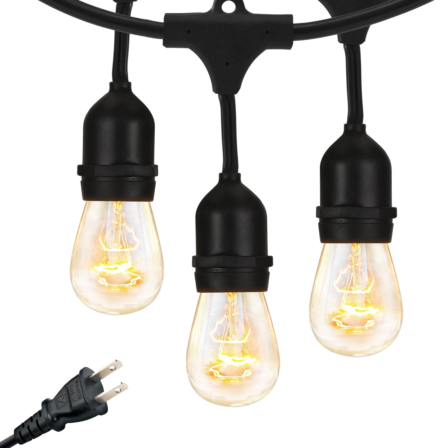 Brightech Bundle Ambience Pro Incandescent Outdoor String Lights - Commercial Grade Waterproof Patio Lights with 24Ft + 4-Pack 10FT String Light Poles