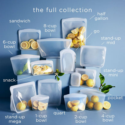 Stasher Premium Silicone Reusable Food Storage Half Gallon Bag, Clear, Microwave, Sous Vide, Dishwasher, Oven and Freezer Safe, BPA Free, Leak-free, Eco-friendly, 64 Oz