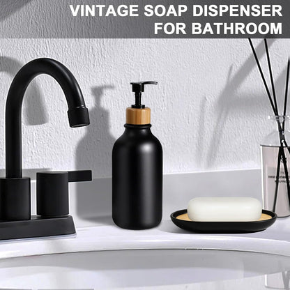 Matte Black Bathroom Accessories Set by [Brand Name] - 5-Piece Plastic Set with Soap Dispenser, Toothbrush Holder & More