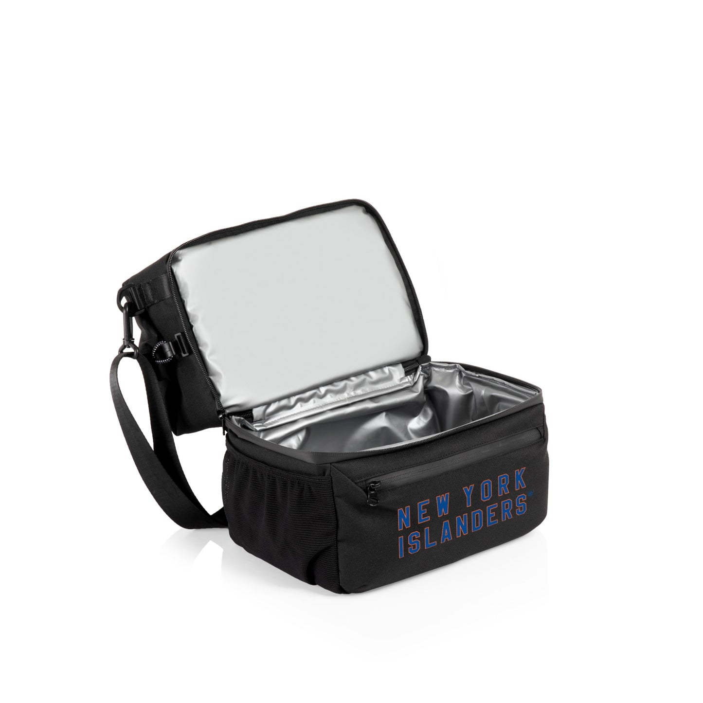 PICNIC TIME NHL New York Islanders Tarana Lunch Bag Cooler with Utensils Made from Recycled Material, Lunch Box with Picnic Set, Upcycled Lunch Cooler Bag, (Carbon Black)