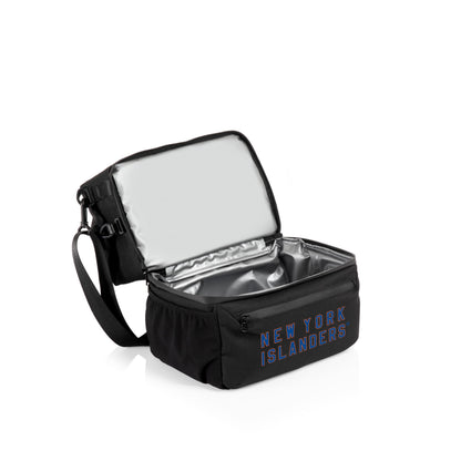 PICNIC TIME NHL New York Islanders Tarana Lunch Bag Cooler with Utensils Made from Recycled Material, Lunch Box with Picnic Set, Upcycled Lunch Cooler Bag, (Carbon Black)