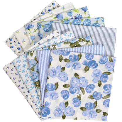 Misscrafts 10pcs Cotton Fabric 50 x 50cm Craft Patchwork Fabric Bundle DIY Making Supplies Fat Quarter Pre-Cut Quilt Squares for DIY Sewing Scrapbooking Blue