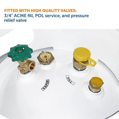 Flame King YSN420DOT 420LB DOT Propane Tank, Multi-Valves with Accurate Gas Level Gauge