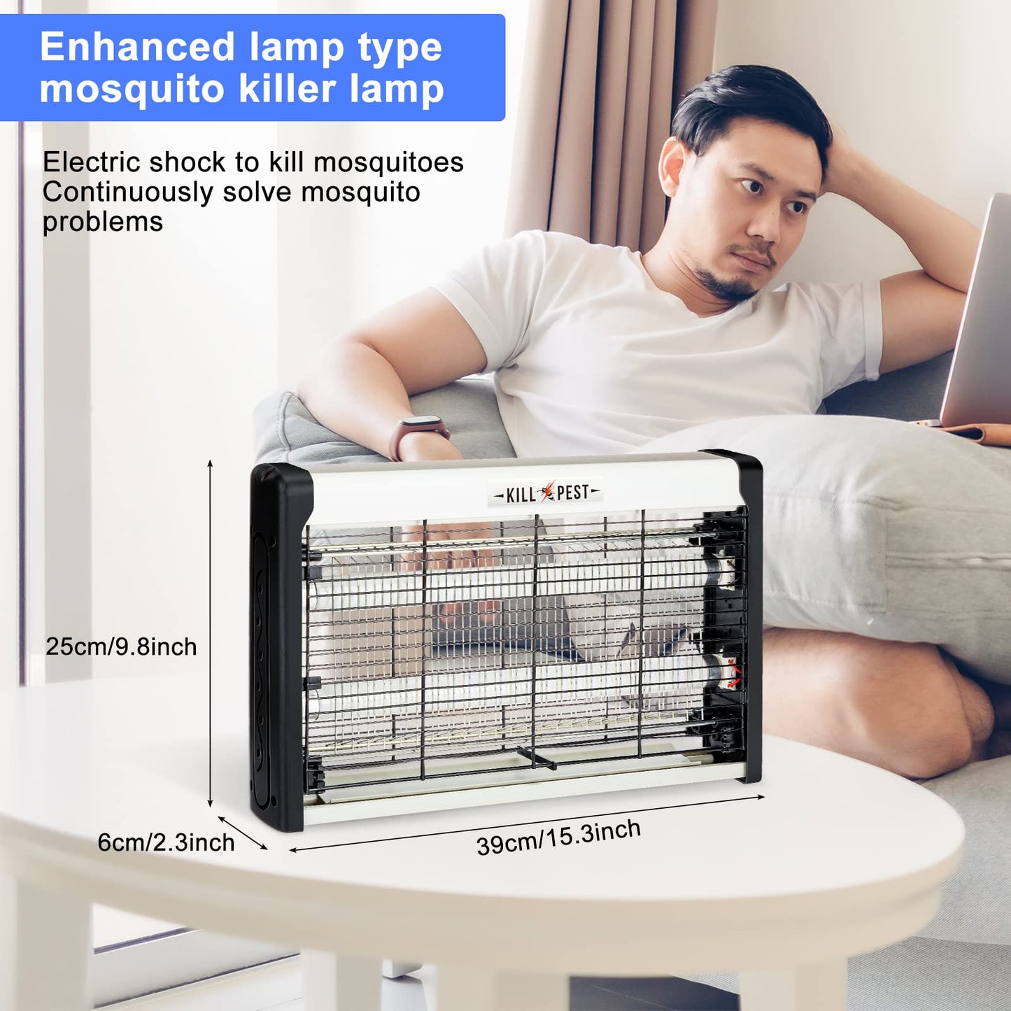 4 Pcs Electric Bug Zapper Indoor Insect Killer with Replacements Bulbs 20W Blue Light Powerful 2800V Attract Fly and Mosquito Traps with Circuit No Load Protection Outdoor Plug in Pest Control