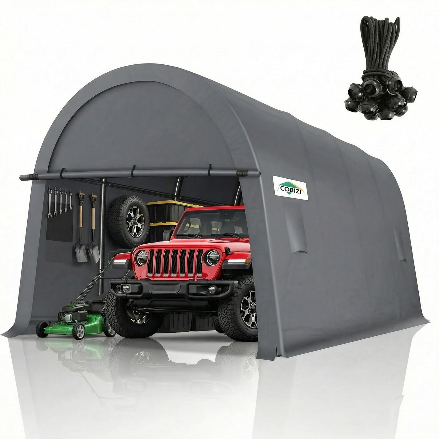 COBIZI Carport Canopy 12x20 Heavy Duty Portable Garage, All-Season Portable Car Ports & Outdoor Storage Shed, Galvanized Frame Vehicle Shelter with Removable Doors and Vents, Gray