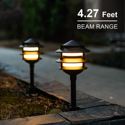 GOODSMANN Landscape Lighting 4PK Pathway Lights Low Voltage 2.2 Watt LED Replaceable Bulbs 12V AC Landscape Lights 30 Lumen Warm White with Metal Stakes