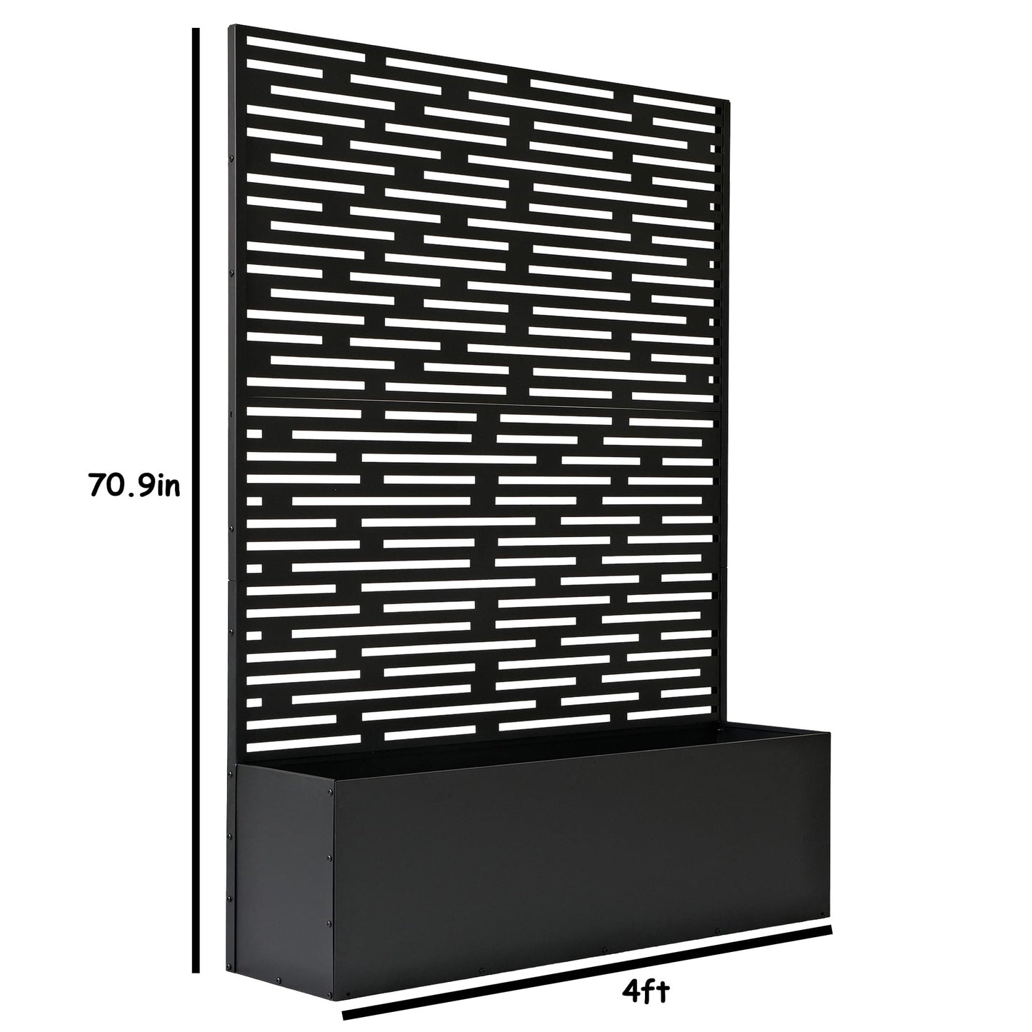 Oakland Living 6 ft. X 4 ft. Black Freestanding Metal Privacy Screen Room Divider with Flower Box