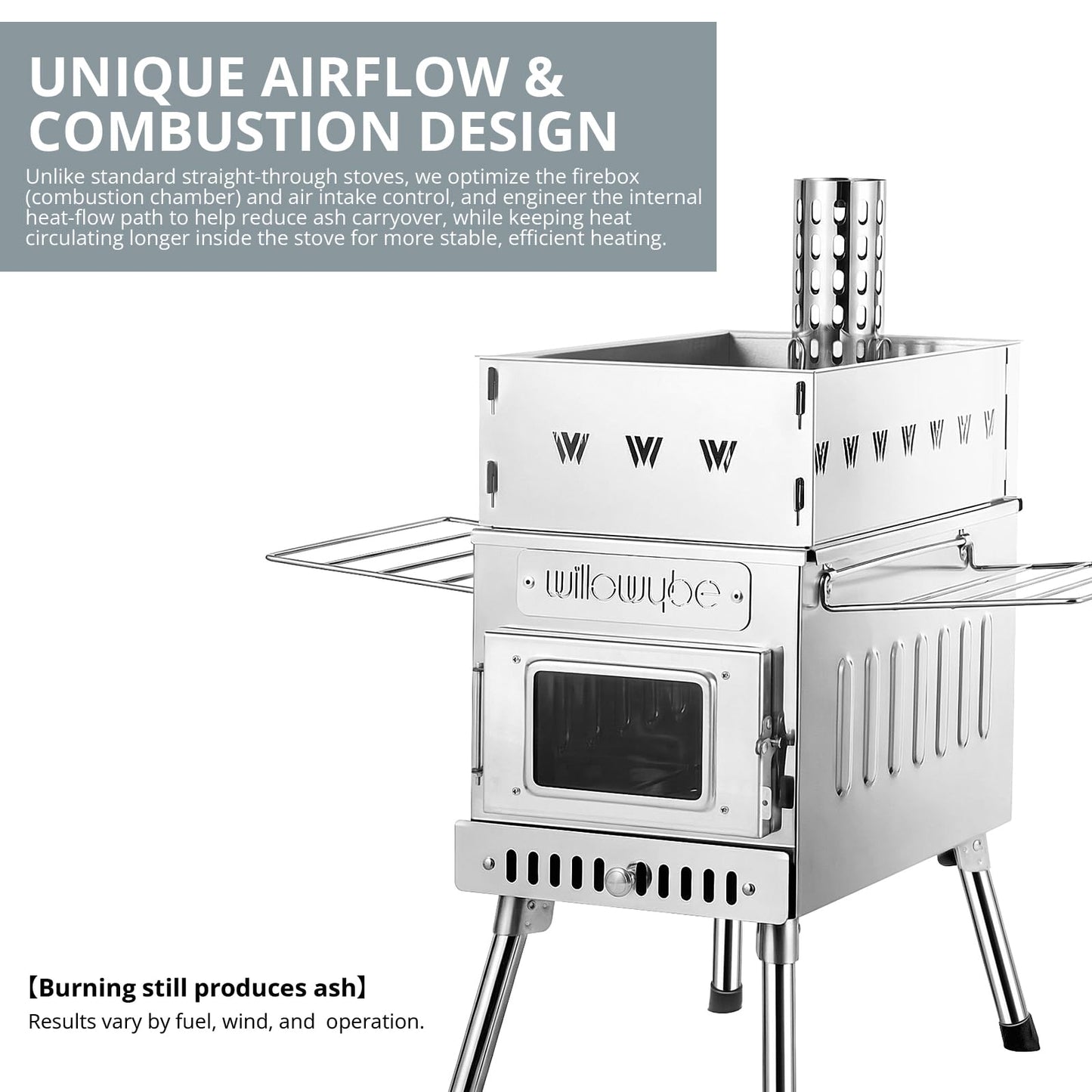 WillowyBe Outdoor Sauna Hot Tent Stove, Rocket Stove Heater, Portable Camping Wood Stove for Dry Sauna, Cooking for Husband and Friends