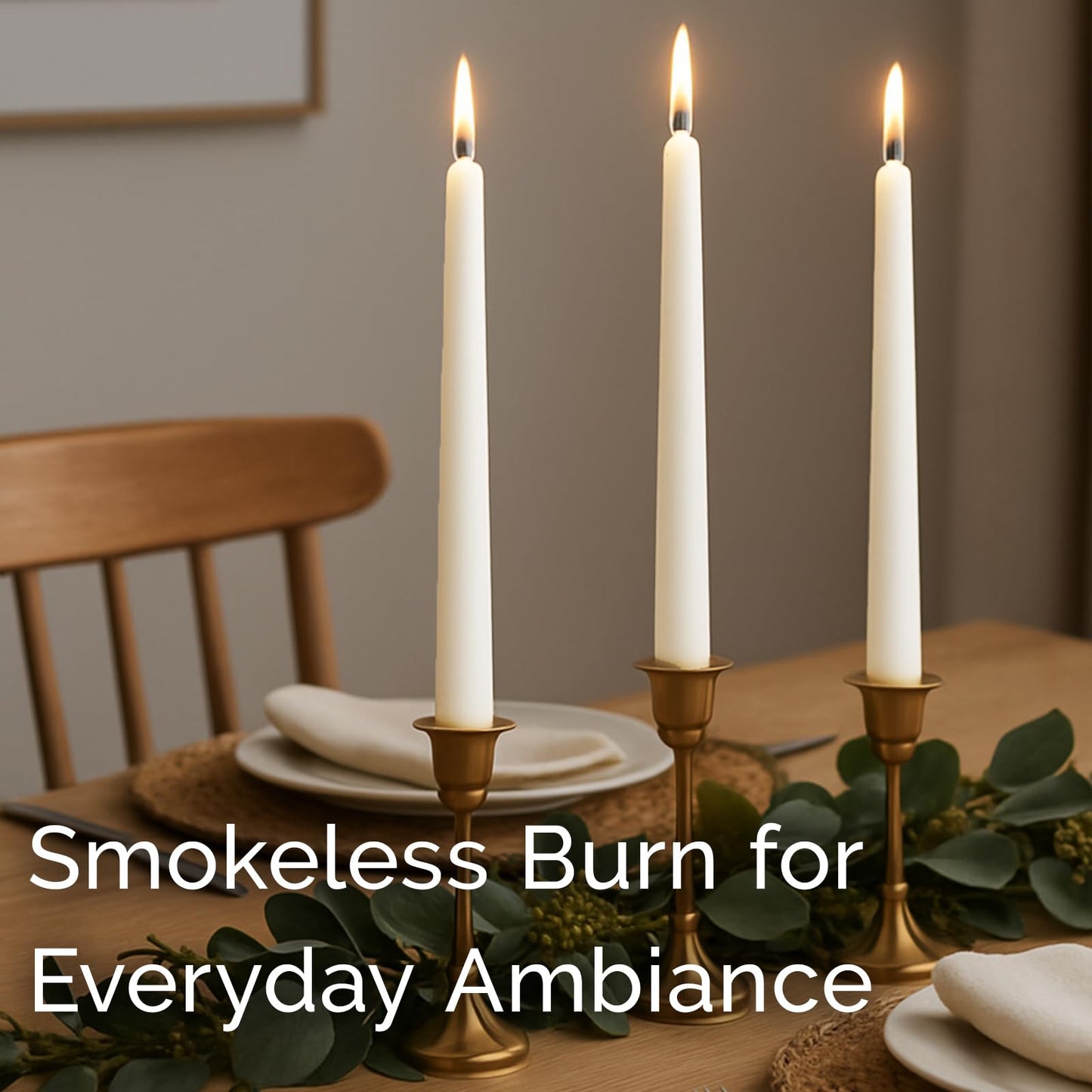 Stonebriar Tall 10" White Unscented 30 Count Taper Candles, 7 Hour Burn Time