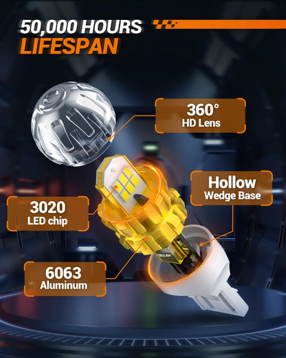SEALIGHT 7440 7443 LED Bulb Super Bright 3000 Lumens White Reverse Lights, Pack of 2, J6 Model, 7443 Size