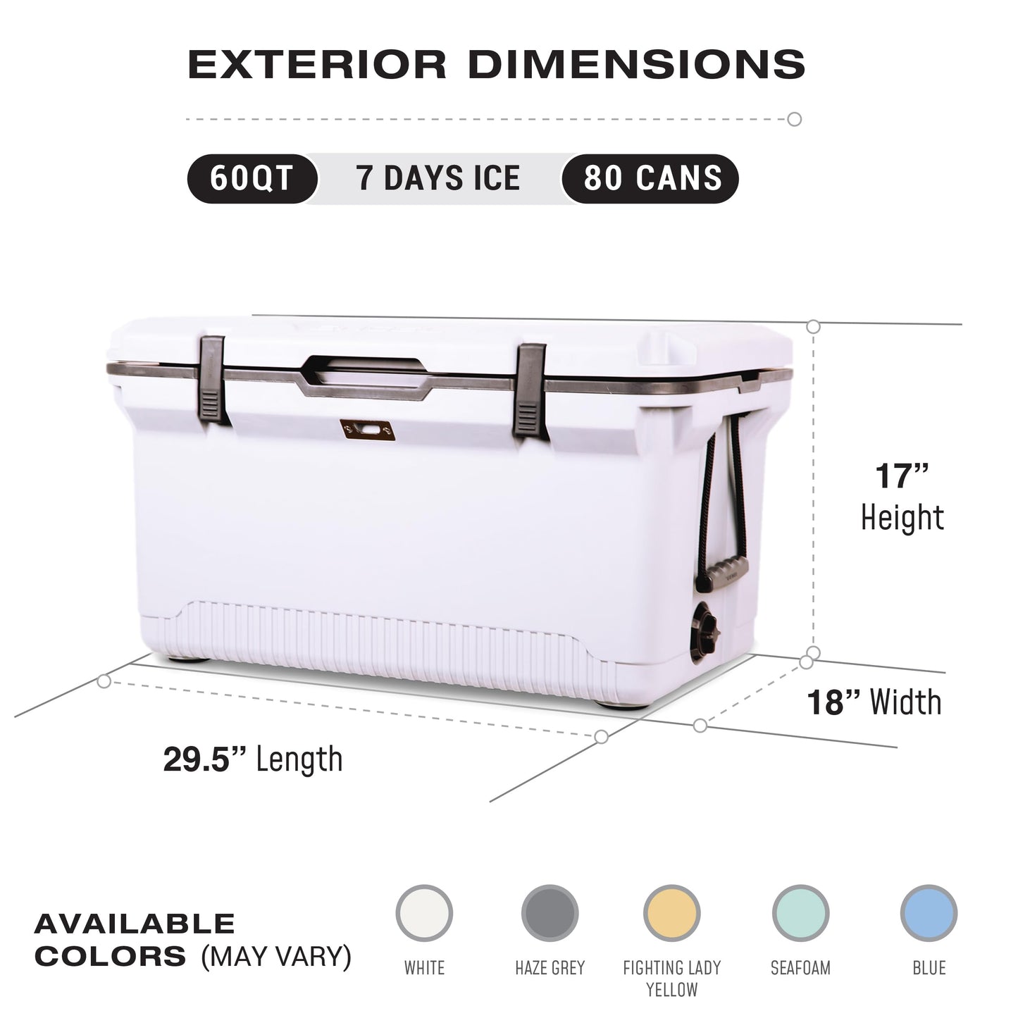 ENGEL 60 QT Ultra-Light Injection Molded Cooler - Ice Chest Keeps Ice up to 7 Days - Large Cooler Includes Wire Basket, Divider and Built-in Bottle Opener - Gray with Dark Grey Interior (Haze Grey)