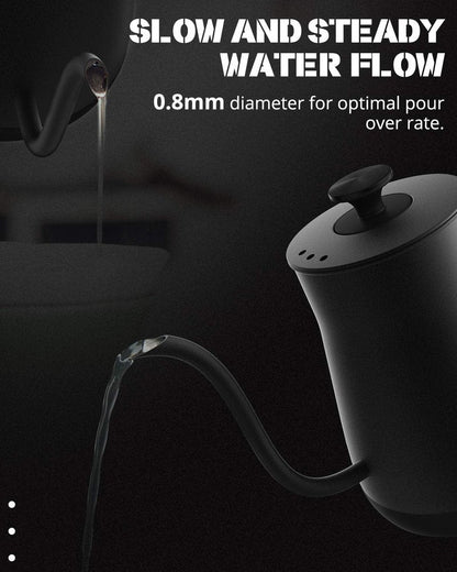 Keebar Electric Kettle, Gooseneck Kettle with Auto Shut Off, 0.8L Small Eletric Tea Kettle, Precise Spout Designed for Coffee Tea, 1000W Quick Heat Up, Stainless Steel, Matte Black