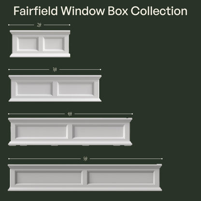 Mayne Fairfield 4ft Window Box - White - Durable Self Watering Resin Planter with Wall Mount Brackets, Plastic (5823-W)