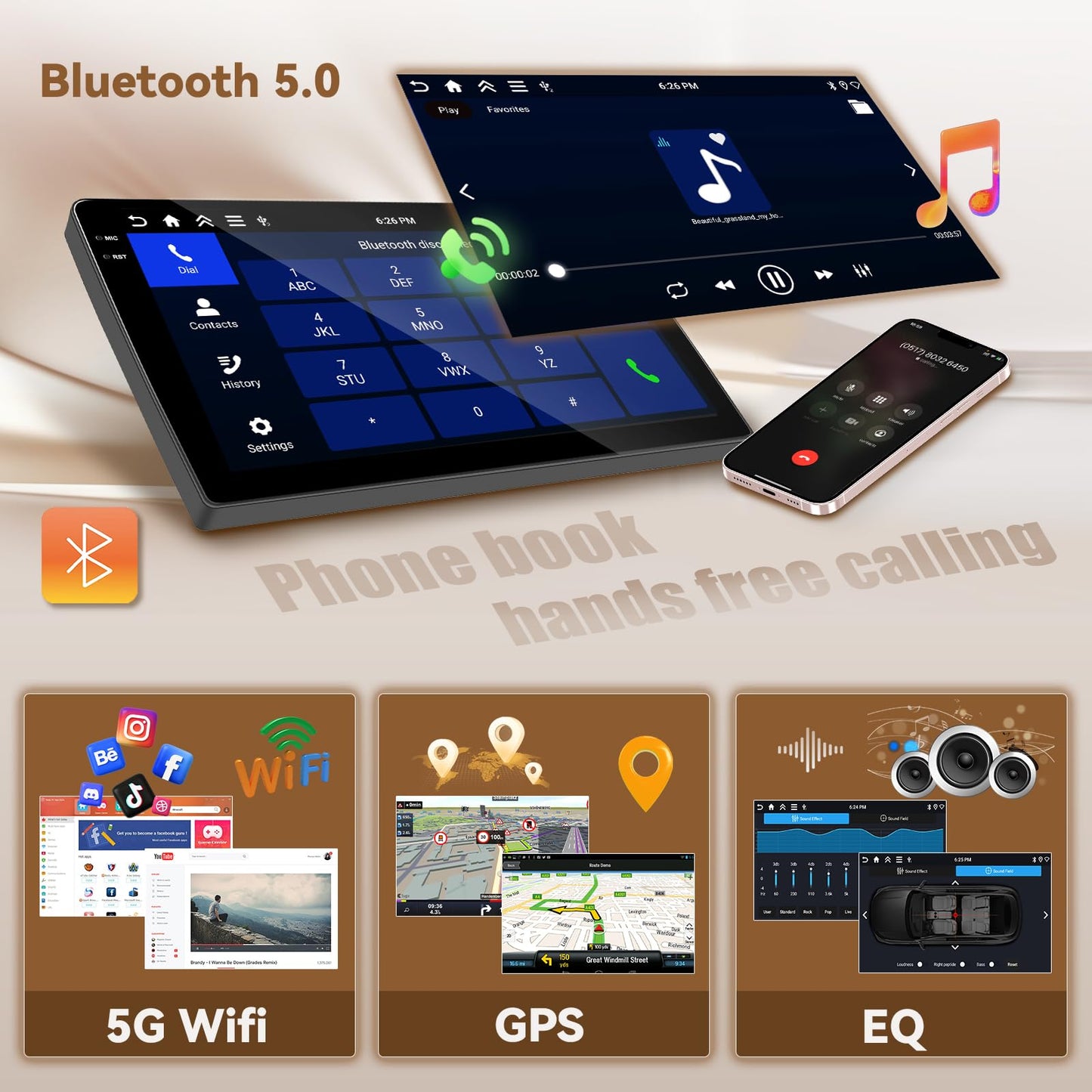 [4+128G] Android 15 Car Stereo for Jeep Compass Patriot 2006 2007 2008 2009, Hikity 10'' in-Cell Touchscreen Radio Wireless Carplay Android Auto 5G WiFi/1280 * 720P/Bluetooth/GPS SWC FM/EQ Backup Cam