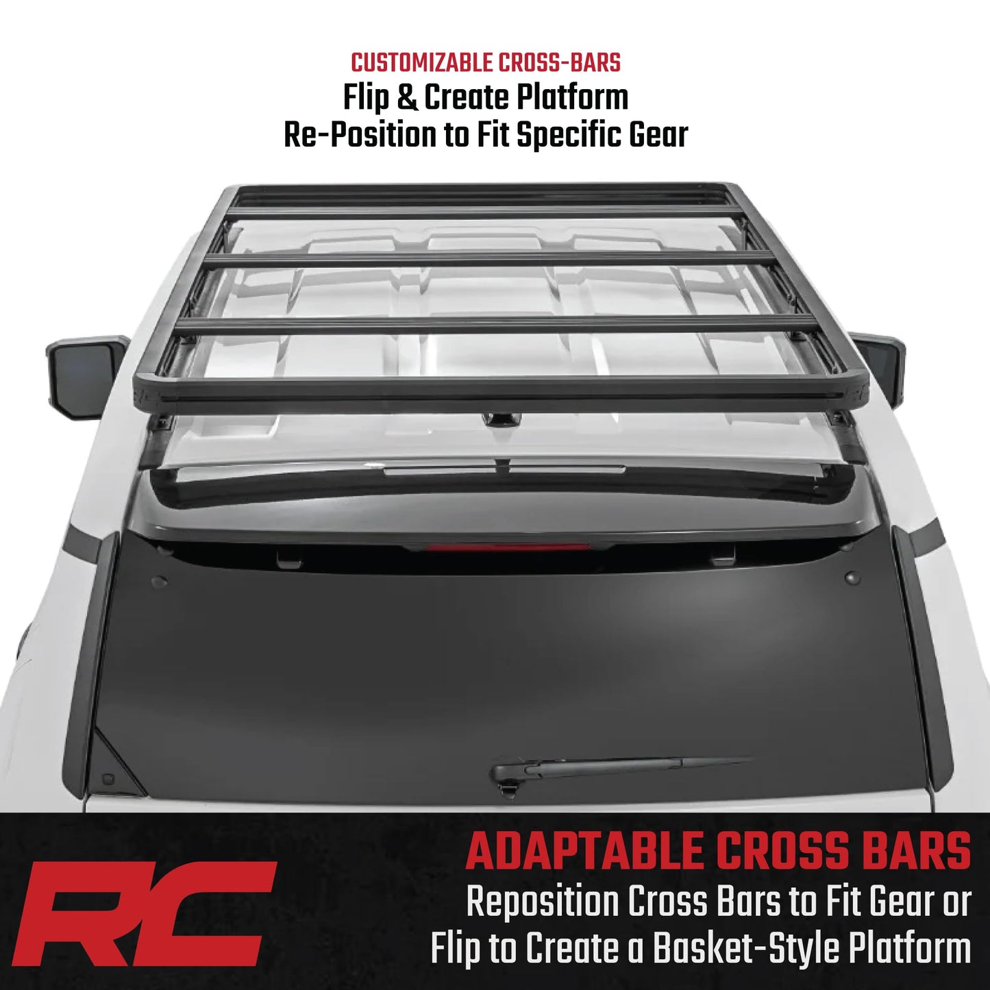 Rough Country Roof Rack System for Toyota Land Cruiser (2024-2025) - Aluminum Overland Cargo Carrier with T-Slot Mounting System, Adjustable Cross Bars