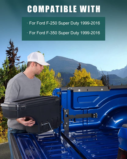 SCITOO Truck Bed Tool Box for Ford F-250 F-350 F-450 Super Duty 1999-2016 Right Passenger Side,Multi-Compartment Dividers Organized Storage,Heavy Duty & No-Drill Installation