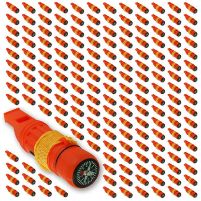 Emergency Zone 5 in 1 Survival Whistle. Compass, Whistle, Water-Resistant Container, Signal Mirror, Ferro Rod. 300 Pack