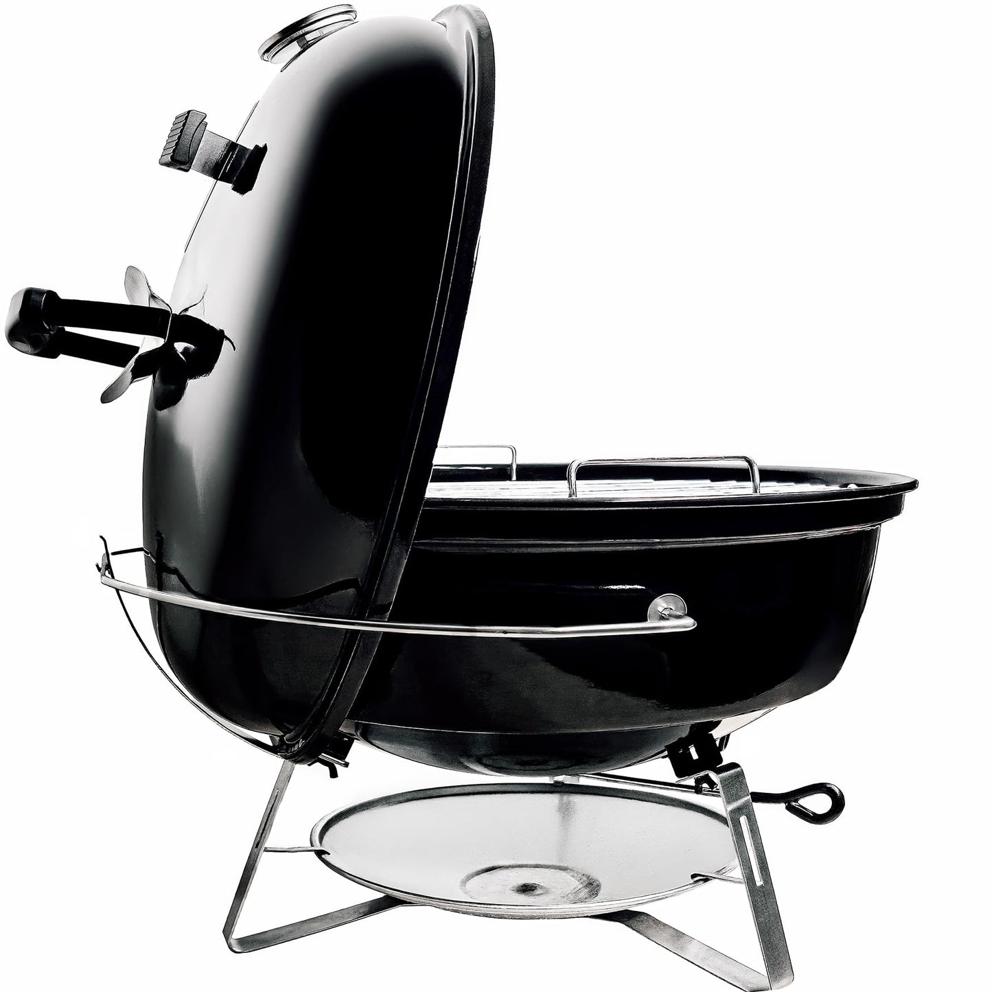 SnS Grills Slow ‘N Sear Travel Kettle, 2-Zone Cook Charcoal Basket and Easy Spin 18” Grate - Portable Charcoal Grill for BBQ Cooking - Travel Kettle 18”