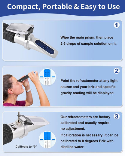 Brix Refractometer 0-90%, Brix Meter Refractometer with ATC, Accurate Refractometer Sugar Maple Syrup, Refractometer Brix for Measuring Sugar Content in Fruit, Honey, Maple Syrup & Other Sugary Drink
