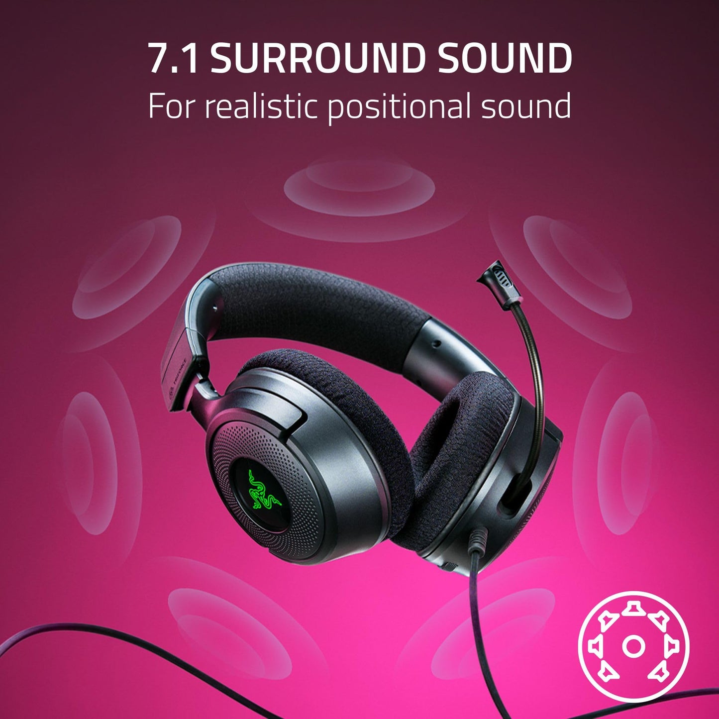 Razer Kraken V4 X Wired Gaming Headset: 40 mm Drivers - Cardioid Mic - Memory Foam Cushions - Chroma RGB Lighting - Type C & Type A Cable - for PC, Mac, PS5, Nintendo Switch 2, Steam Deck, Smartphone