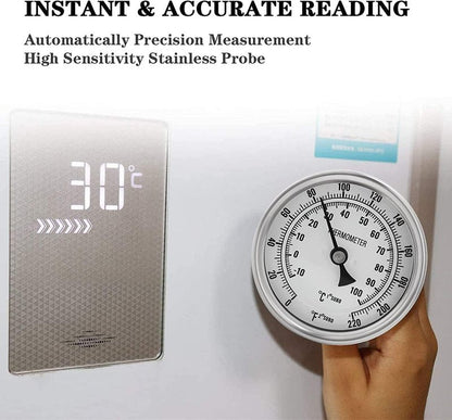3" Dial 2" Probe FERRODAY 1/2 NPT Stainless Steel Dial Thermometer 1/2 NPT Homebrew Kettle Thermometer Weldless w/O-Rings 0-220ºF Kettle Stainless Steel Brew Pot Thermometer