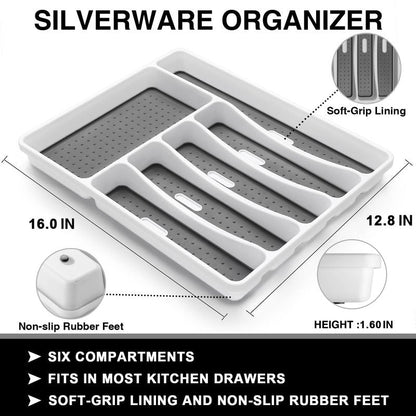 49-Piece Silverware Set with Organizer, Heavy Duty Stainless Steel Flatware Set for 8, Cutlery Utensil Sets with Steak Knives, Rust-proof, Mirror Polished, Dishwasher Safe, Heavy Duty