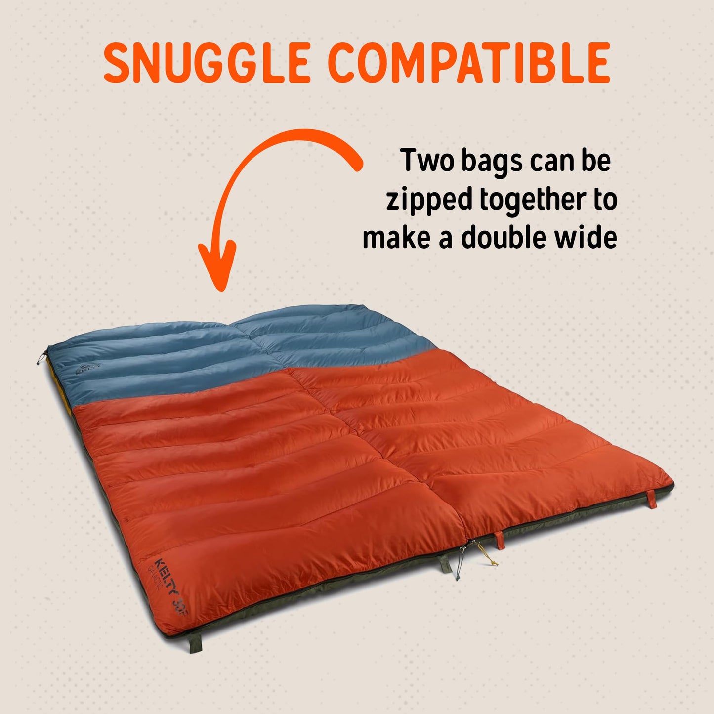 Kelty Galactic Down 30 Degree Sleeping Bag, 550 Fill Power RDS Trackable Down, Backpacking and Camping, Zip Together for 2P Sleeping Bag (Rooibos Tea)