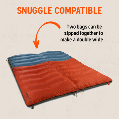 Kelty Galactic Down 30 Degree Sleeping Bag, 550 Fill Power RDS Trackable Down, Backpacking and Camping, Zip Together for 2P Sleeping Bag (Rooibos Tea)