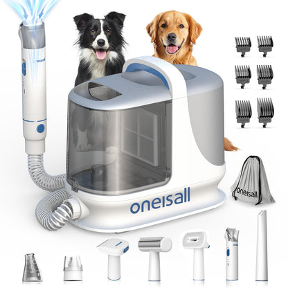 oneisall Dog Grooming Vacuum, 13000Pa Powerful 3L Dust Cup Pet Vacuum with Clipper Nail Grinder & Shedding Brush, 7 in 1 Dog Grooming Kits, Quiet, Large Capacity 3 Suction Levels, BM3