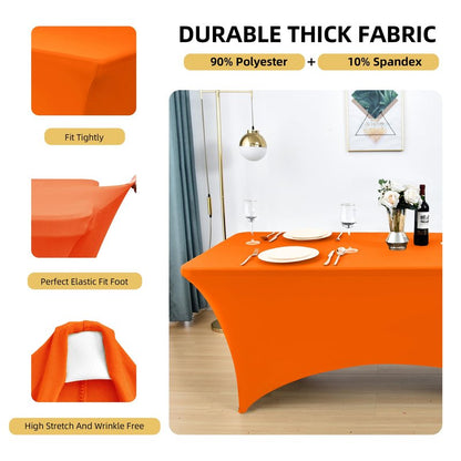 ZarzaaSik 10-Pack 4ft Spandex Table Covers for Rectangular Folding Tables - Wrinkle Resistant Stretch Tight Table Cloths - Fitted Table Protector for Parties, Trade Shows, Banquet, and Wedding