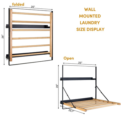 TOMACE Wall Mounted Clothes Drying Rack Laundry Drying Rack Collapsible