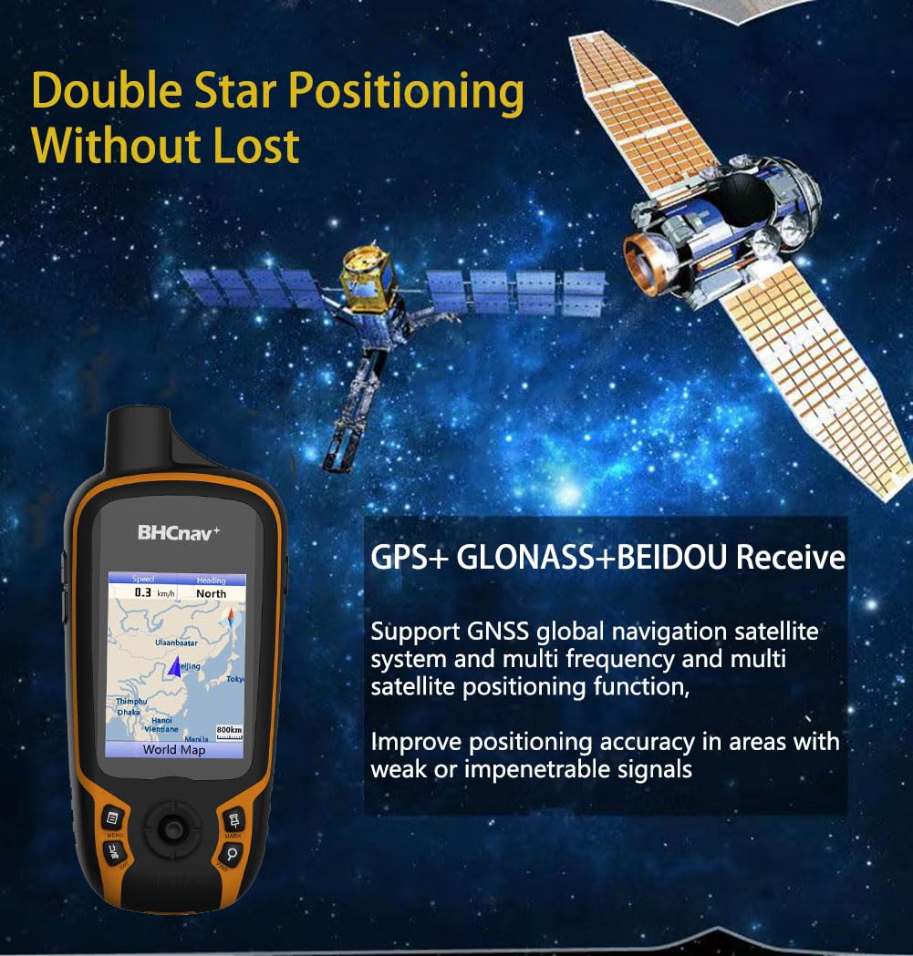BHCnav NAVA F30 Handheld GPS Navigation Device, Colorful Map Display, Land Accuracy Surveying Equipment for Outdoor Hiking Hunting Traveling Adventures