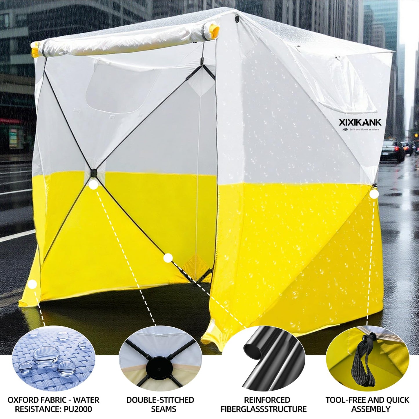 XIXIKANK Pop Up Work Tent Instant Tool-Free Setup Portable Shelter for Outdoor Worksite, Construction, Gardening,Roadside Repairs,Emergency Shelter- Waterproof & UV Resistant Canopy 6ft x 6ft x 6.6ft