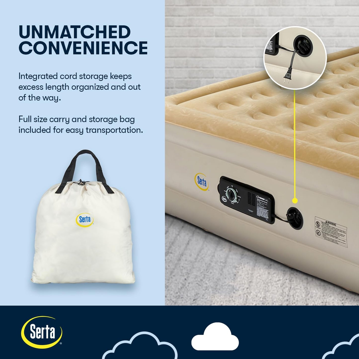 Serta Raised Air Mattress with Never Flat Pump | Size: Queen 18" | Luxury Inflatable Mattress - Built in Air Pump to Ensure a Good Night’s Rest | Heavy Duty Blow Up Mattress with Self Inflating Pump