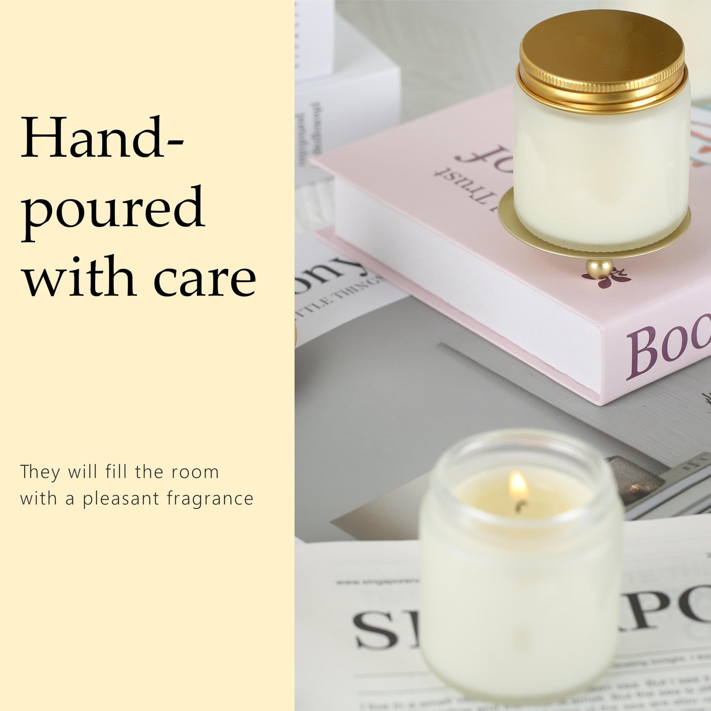 Cmoott 24 Pcs 4 Oz Mason Jar Candles, Vanilla Scented Soy Candles Bulk Set for Stress Relief and Relaxation, Great Favors for Wedding, Christmas, Housewarming Gifts (Gold,Frosted Glass, Vanilla, 24)