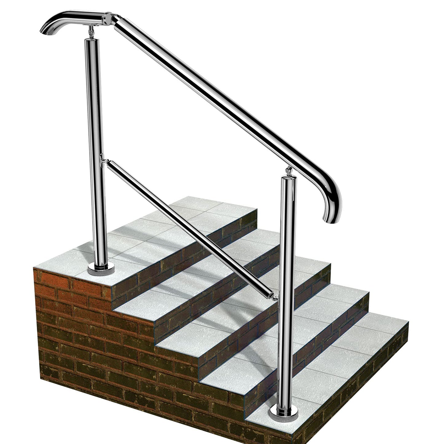 Staircase Handrail Porch Deck Patio Railing for Outdoor and Indoor 330lbs Side Load Stairs Handrailings Stainless Steel Fits 1-5 Steps (Style 1)