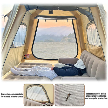HipierFx Camping Inflatable Tent with Pump 4 Person Easy Set up Glamping House with Mesh Waterproof Family Air Blow Up Tents
