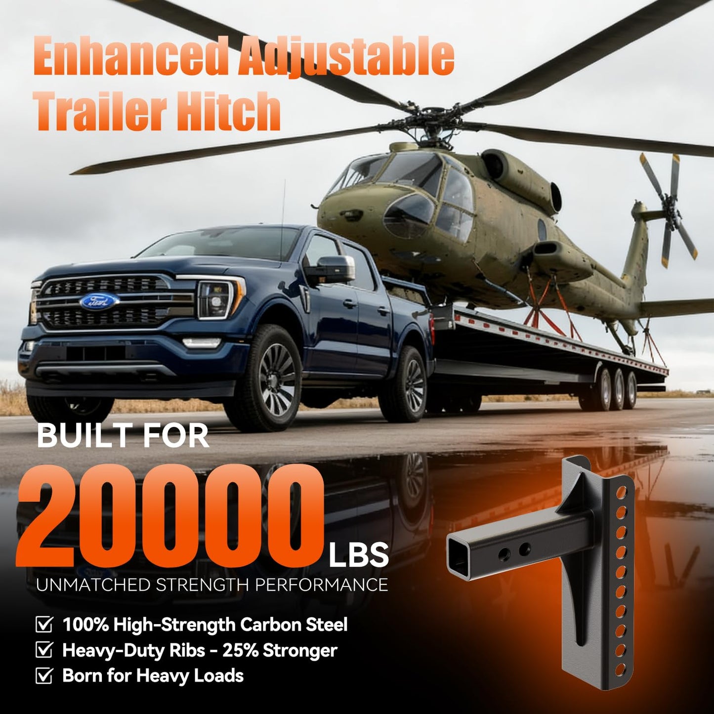 SHOCKENT Adjustable Trailer Hitch Drop Hitch Fits 2.5 Inch Receiver - 6" Drop/Rise Tow Hitch with Triple Balls (1-7/8", 2", 2-5/16") for Truck - 20,000 LBS GTW, Includes Hitch Pins