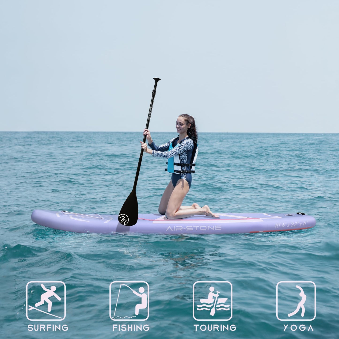AIR-STONE Inflatable Paddle Board - 10'6" SUP for Adults, Ultra-Stable & Lightweight, All-Around Design for Surfing, Fishing, Yoga, Includes Full Accessories Set -Planet Purple