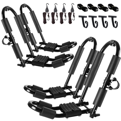 FORWODE Premium Kayak Roof Rack, 2 Pair J-Bar Roof Rack, Folding Adjustable Rack, Heavy Duty Kayak Roof Carrier 2 Kayak, Canoe, SUV, Surfboard on SUV, Car and Truck Crossbar