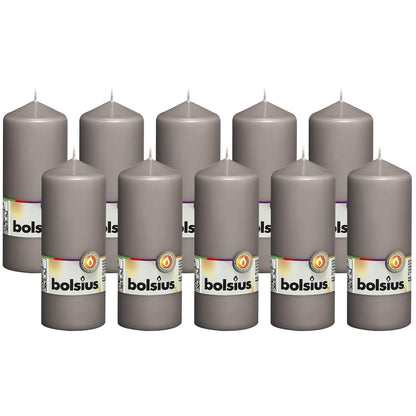 BOLSIUS 10 Grey Pillar Candles - 2.25 x 6 Inches - Premium European Quality - Individually Wrapped - 42 Burn Hours - Dripless Smokeless Unscented Dinner, Wedding, Party, & Restaurant Gray Candles