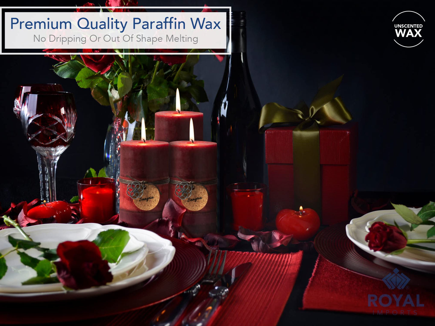 Royal Imports 3" x 6" Pillar Candles for Christmas Holiday Décor, Wedding & Home Decoration, Unscented, Dripless & Smokeless, Set of 6, Red Ombre Wax