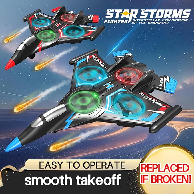 RC PlaneFoam Remote Control Airplanesfoam airplanes RC Planes for Kids Adults RC Airplane Fighter Jet with Lightremote control airplane for kids360°Flip Fighter Jet ToysAirplaneToy (BLUE)