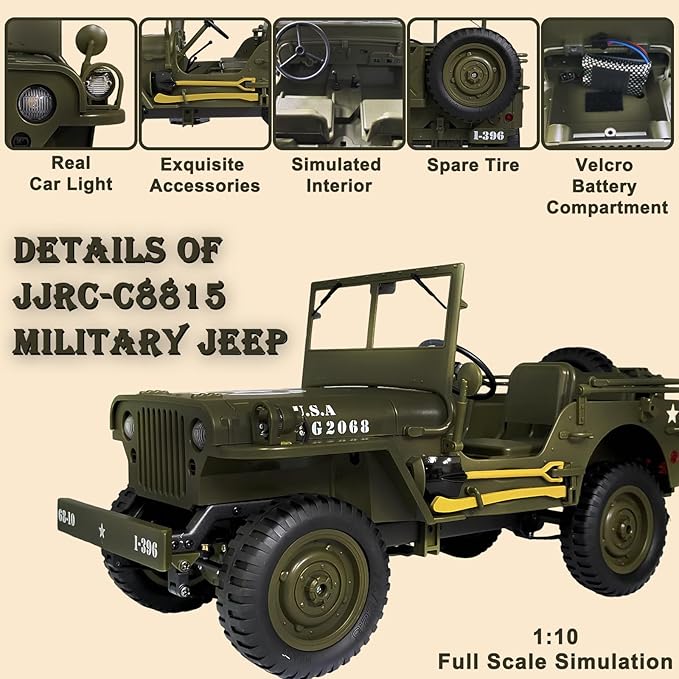 Skymaker RC Trail Truck 4x4 Remote Control Rock Crawler Off Road RC Jeep with Machine Gun &amp Two Batteries RTR All Terrains 2.4GHz Military Car for Adult(Camel)