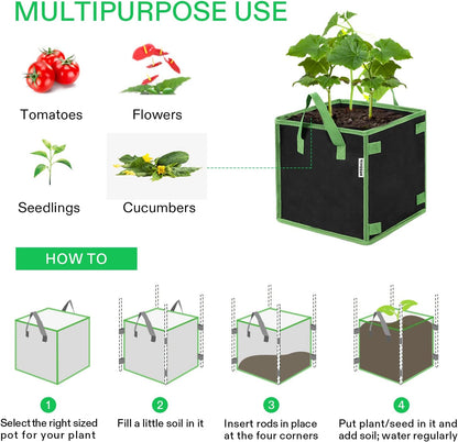 VIVOSUN 5 Gallon Square Grow Bags - Durable Nonwoven Fabric Pots with Handles for Gardening
