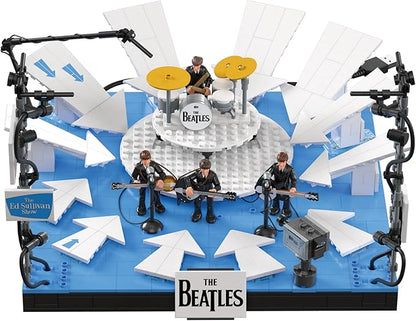 MEGA The Beatles Building Set with 681 Pieces 4 Poseable Action Figures and Ed Sullivan Stage with LED Lights for Adult Collectors